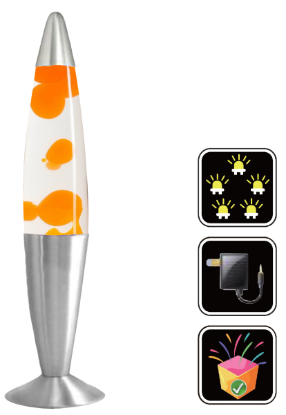 LED Lava Lampe Rakete 35cm Silber - Orange