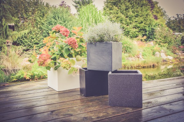 Zestaw doniczek Premium - zestaw doniczek Lounge Cube Set Black Outdoor 4 x doniczki kwadratowe 26, 37, 45, 55cm