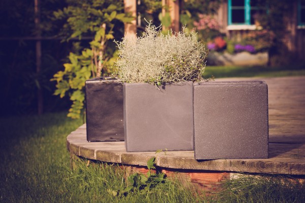 Zestaw doniczek Premium - zestaw doniczek Lounge Cube Set Black Outdoor 4 x doniczki kwadratowe 26, 37, 45, 55cm