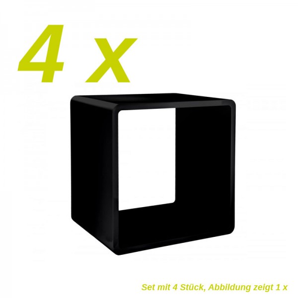 7even Lounge Cube schwarz 45cm / 4er Set