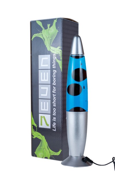 LED Lava Lampe Rakete 35cm Silber - Rot Blau