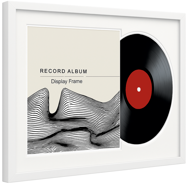 7even Vinyl-Schallplattenrahmen für die Wand - Doppelrahmen aus Holz, mit Acryl Scheibe (weiss)