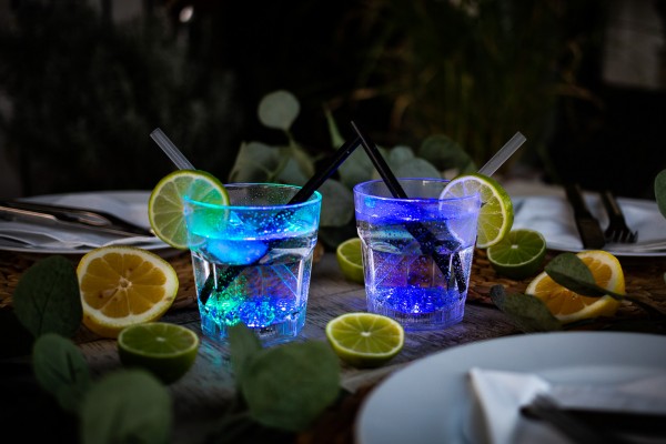 Tazza di vetro di plastica del LED per la decorazione (300ml)