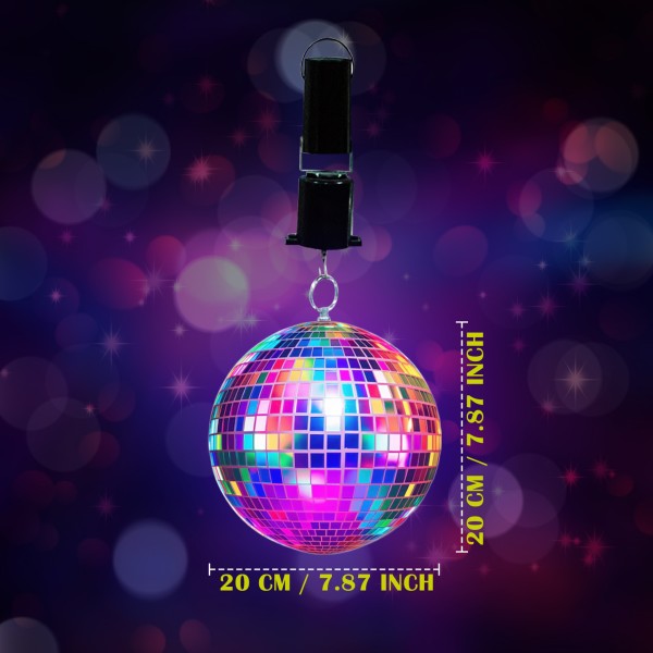 LED Discokugel-Set 20cm LED-Spot Farbwechsel/Fernbedienung und Batteriemotor