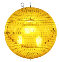 Spiegelkugel mit Sicherheitsöse 30cm gold // Discokugel - Mirrorball 30cm gold