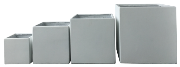 Moderne Gartengestaltung - mit dem Premium Pflanzkübel Set - Lounge Cube Pot Set white outdoor von 7EVEN | 4 exklusive & hochwertige Pflanzgefäße für Garten, Terrasse, Balkon, Wintergarten