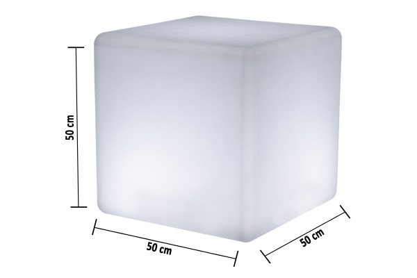 7even Design Cube-Leuchte 50 x 50 x 50cm mit E-27 Fassung und 220V Anschluss / Indoor & IP67 Outdoor