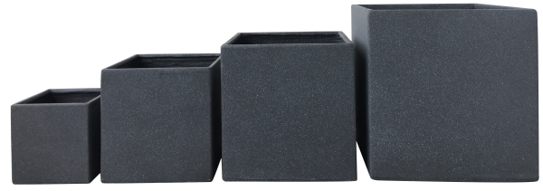 Lounge Cube Pot Set Grau/Granit Optik / Pflanztopf Set quadratisch Set / 26cm, 37cm, 45, 55cm