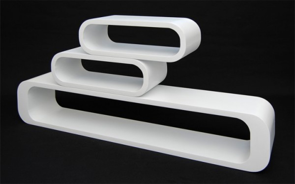 7even 3 pezzi Lounge CD Cube scaffale del cubo / 70 `s spazio / bianco / Cube CD CD scaffale a parete scaffale scaffale design Ret