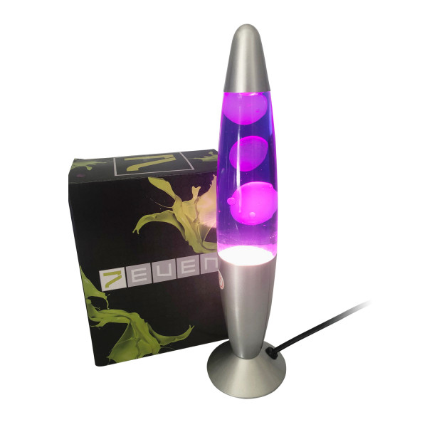 Raketen-Lavalampe Lila mit Farbverpackung