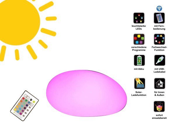 7even Outdoor Design Solarleuchte Kugel 30 bis 40cm (internes Solar Modul) (Model 2022)-B-ware