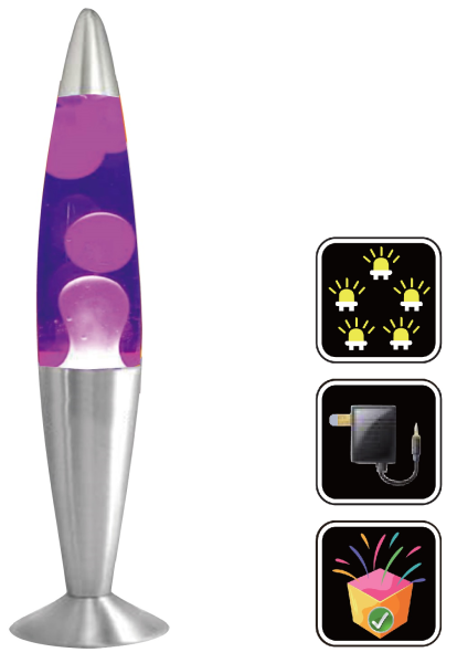 LED Lava Lampe Rakete 35cm Silber - weiss Purple