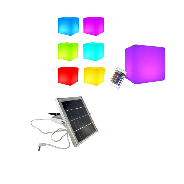 7 gelijkmatige LED Design Cube 30 / LED Light Cube Seat / In en Outdoor / Batterij en IR-afstandsbediening, 30cm