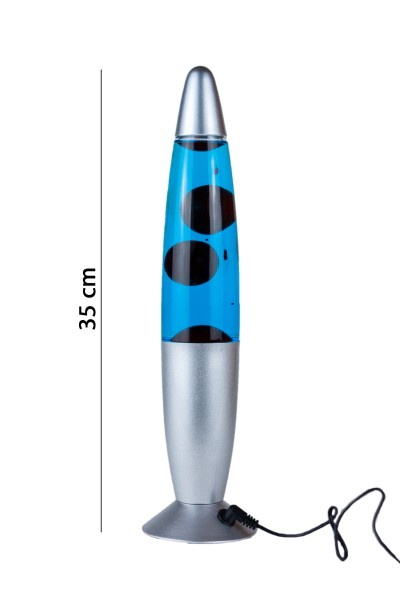 LED Lava Lampe Rakete 35cm Silber - Rot Blau