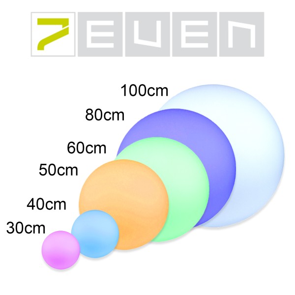 7 effen LED Design Dome 80/ XXL LED Light Ball met een gigantische 80cm! Binnen en buiten met batterij en fer